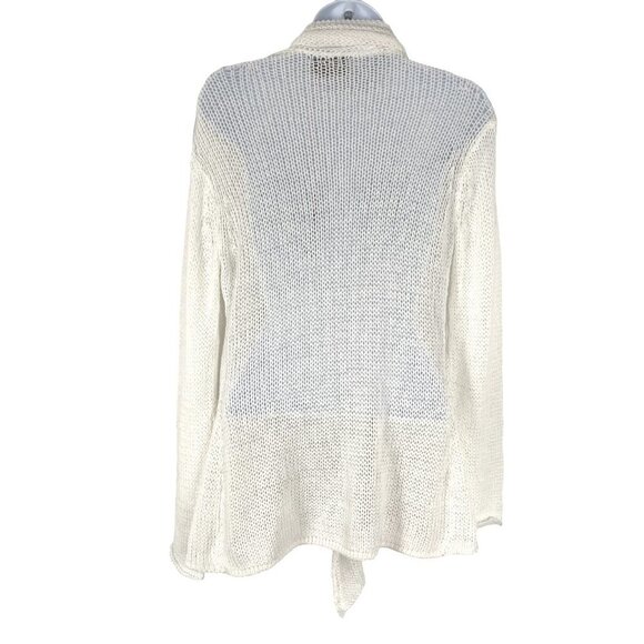 Wooden Ships Open Front Wrap Cardigan Sweater S/M White Open Knit NWT CJ-1423 - Picture 5 of 11